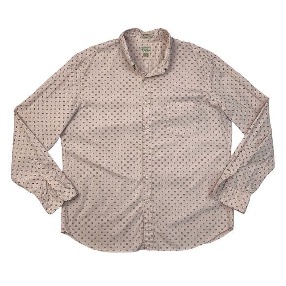 J Crew Shirt Mens XXL Slim Fit Pink Navy Cotton Stretch Printed Button Down - Picture 1 of 13